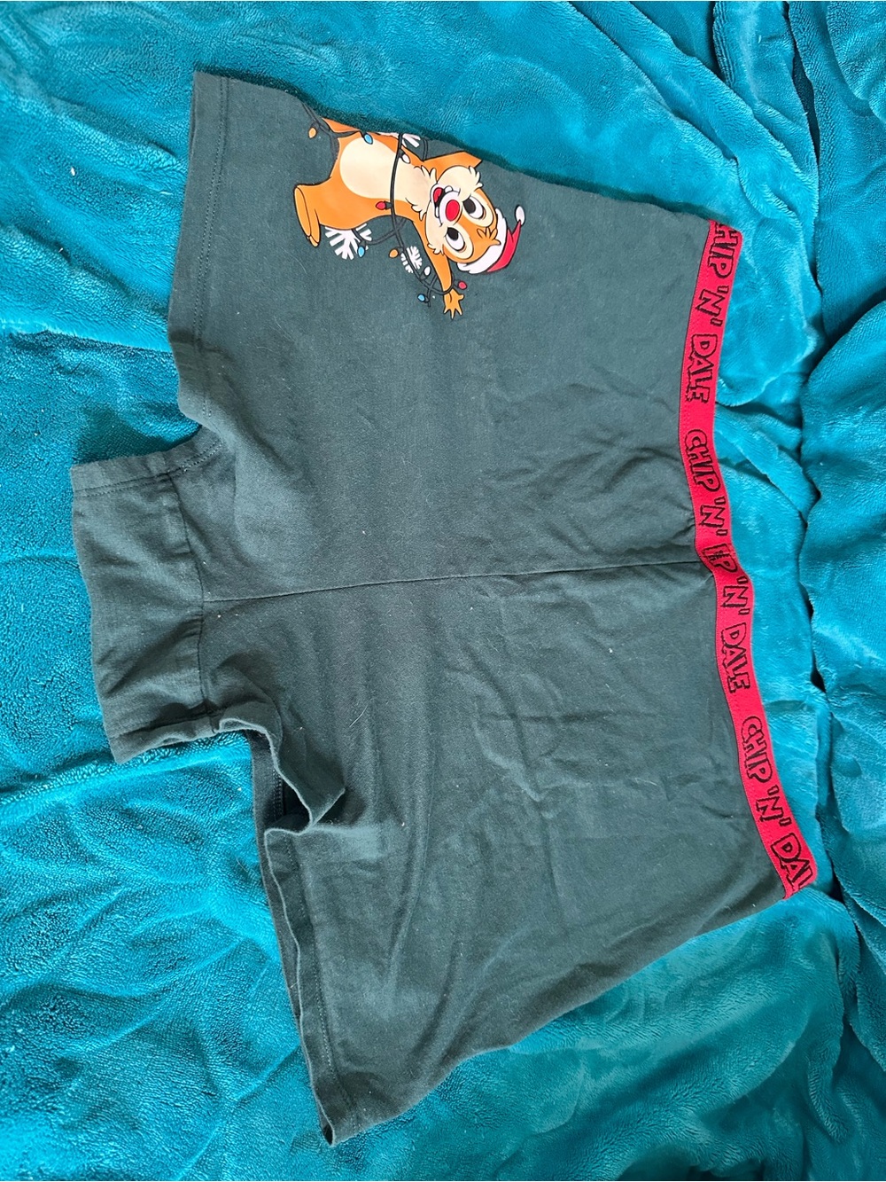 Torrid Chip 'n' Dale Black Graphic Crop Top with Red Trim - NWOT